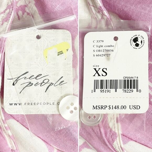 NWT Free People The Perfect Sundress Size XS Pink White Floral Linen Maxi Dress - Picture 7 of 10